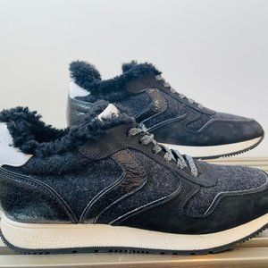 Voile Blanche Women's Julia Shearling Fur Lined Low Top Sneakers - size 38/7.5